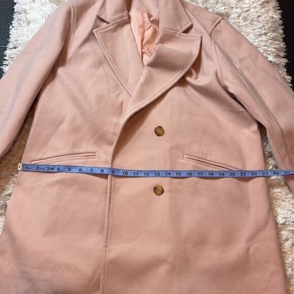 Plus Size Notch Lapel Double-Breasted Light‎ Pink Coat Size XXL - Picture 6 of 8